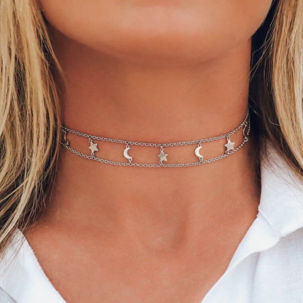 Nwt - Puravida Moon And Star Cosmos Choker Necklace 20$